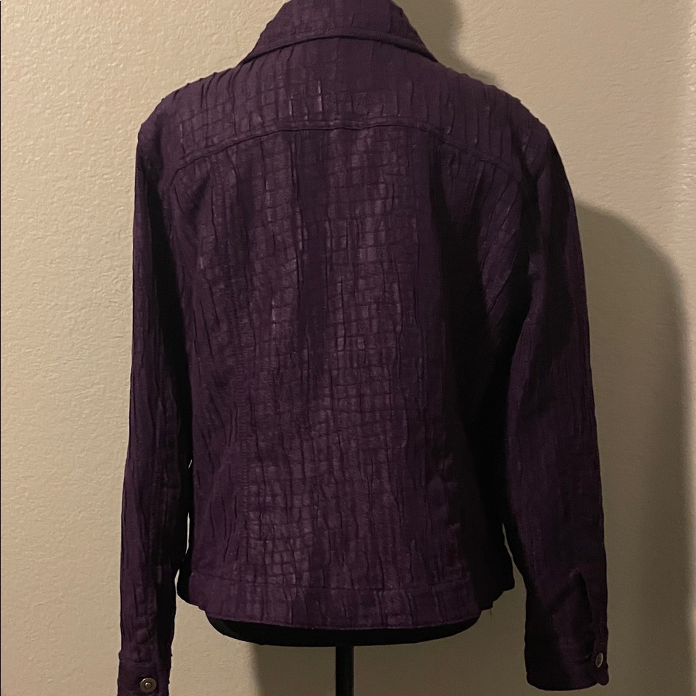 Ruby Rd. Deep Purple Textured Button-Front Jean J… - image 4